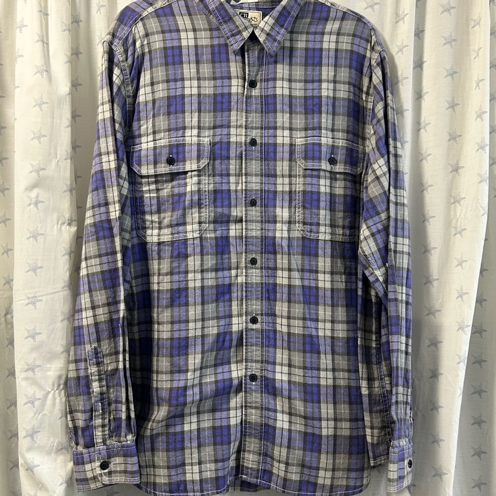 Club Room Blue and Gray Plaid Casual Shirt